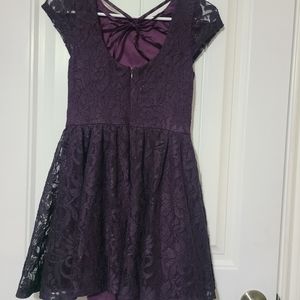 Junior women purple strappy back Glitter lace party dress Bust 15" and  Long 29"